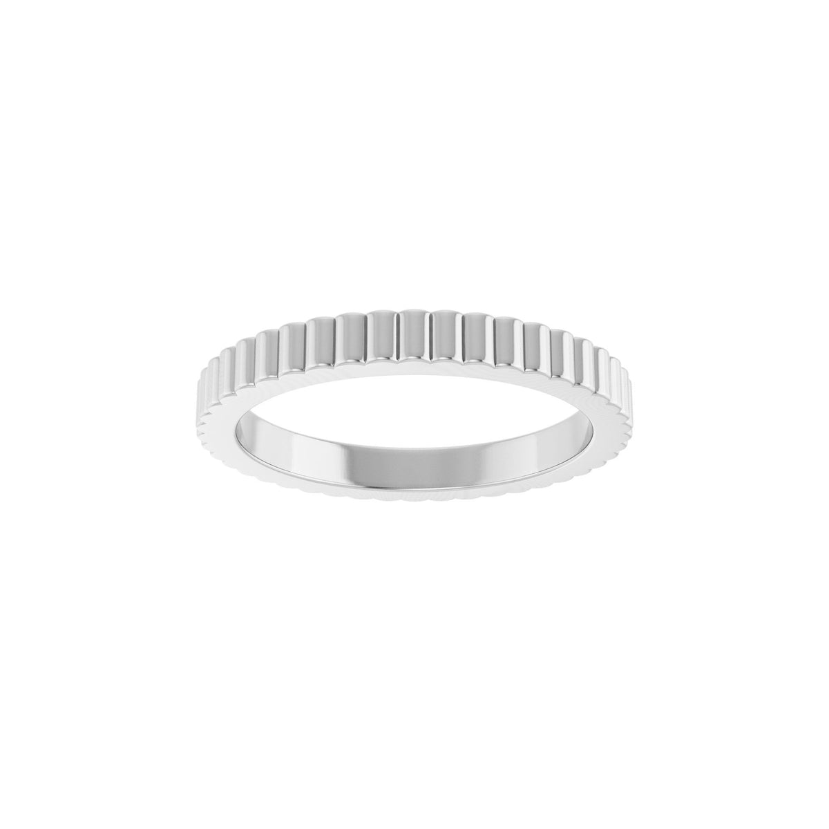 Grooved Half Round Band in 14K Gold - 14K White Gold