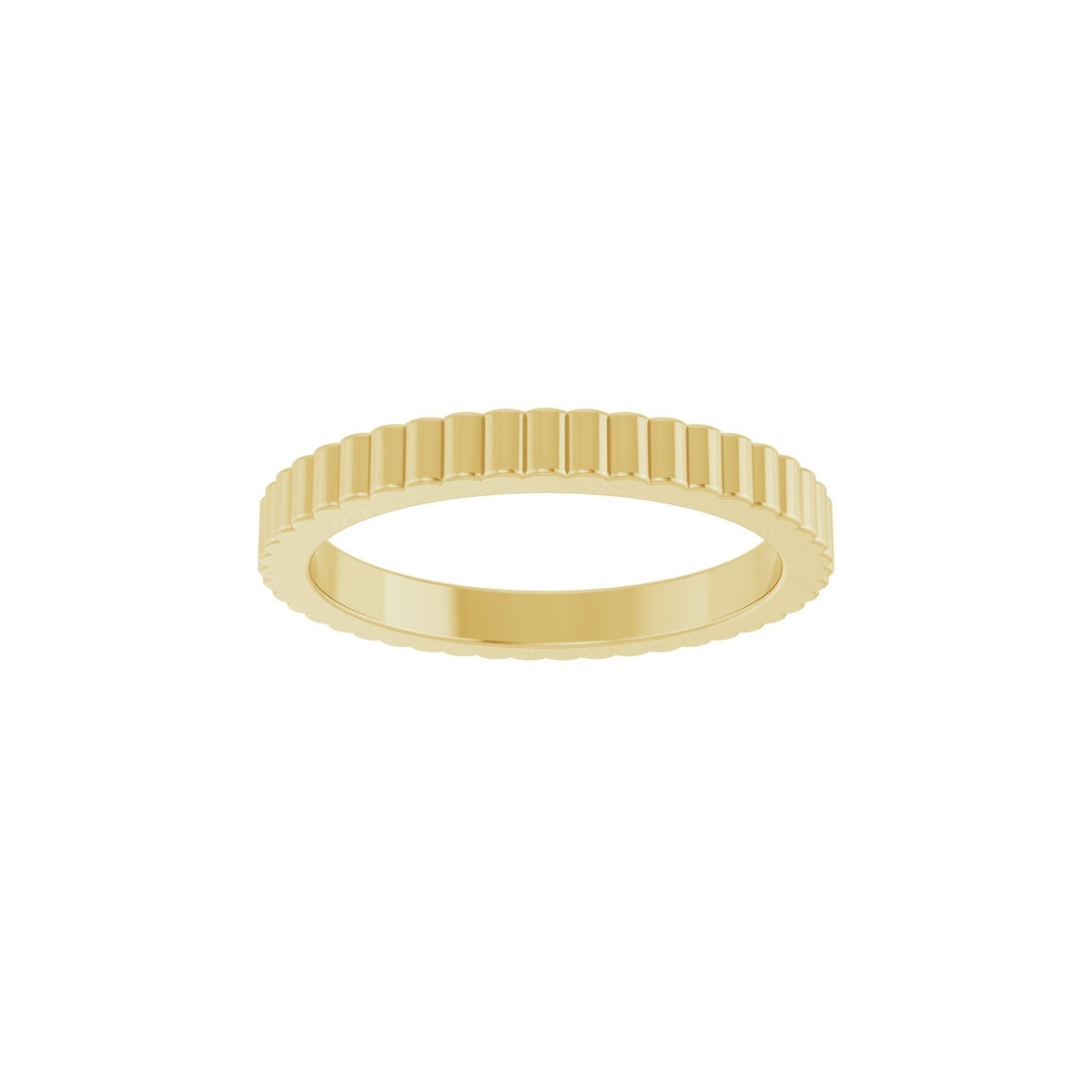 Grooved Half Round Band in 14K Gold - 14K Yellow Gold