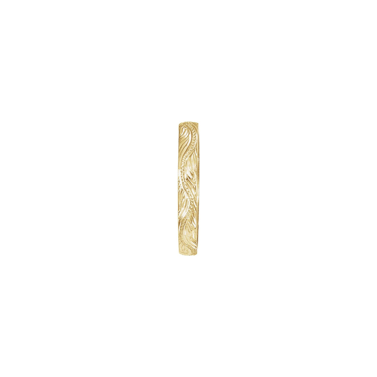 Hand-Engraved Vintage-Inspired Flat Band in 14K Gold - 14K Yellow Gold