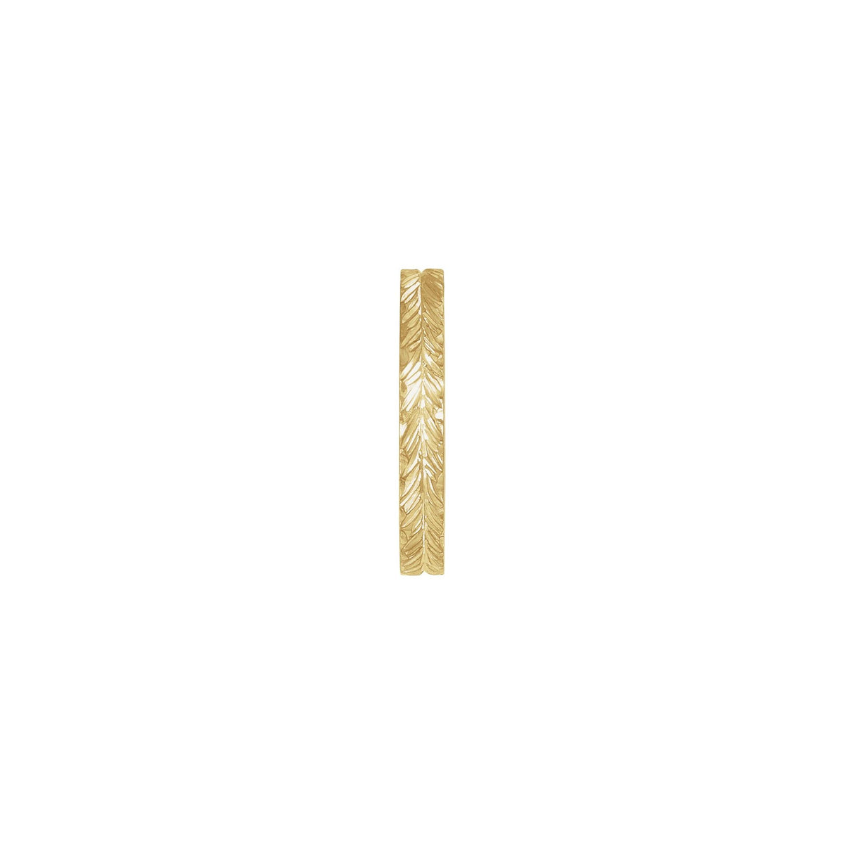 Hand-Engraved Wheat Patterned Flat Band in 14K Gold - 14K Yellow Gold