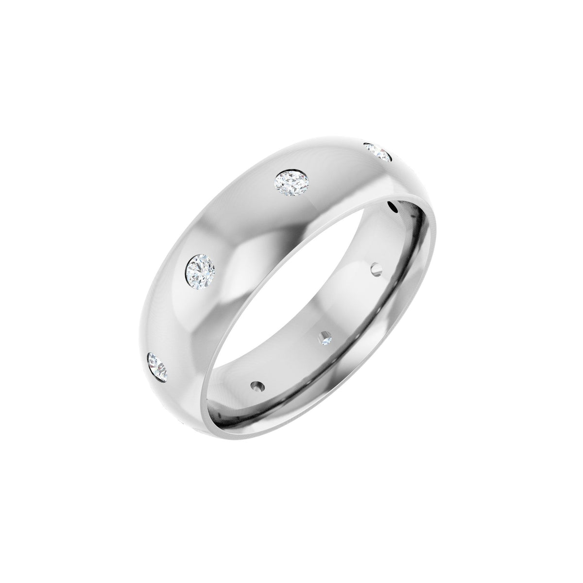 Lab-Grown Diamond Accented Band in 14K Gold - 14K White Gold