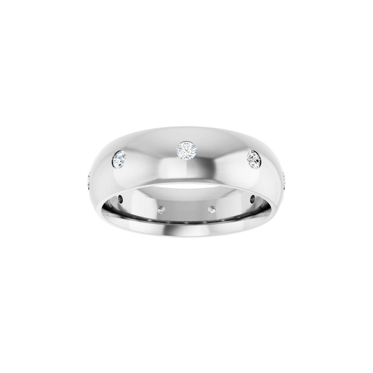 Lab-Grown Diamond Accented Band in 14K Gold - 14K White Gold