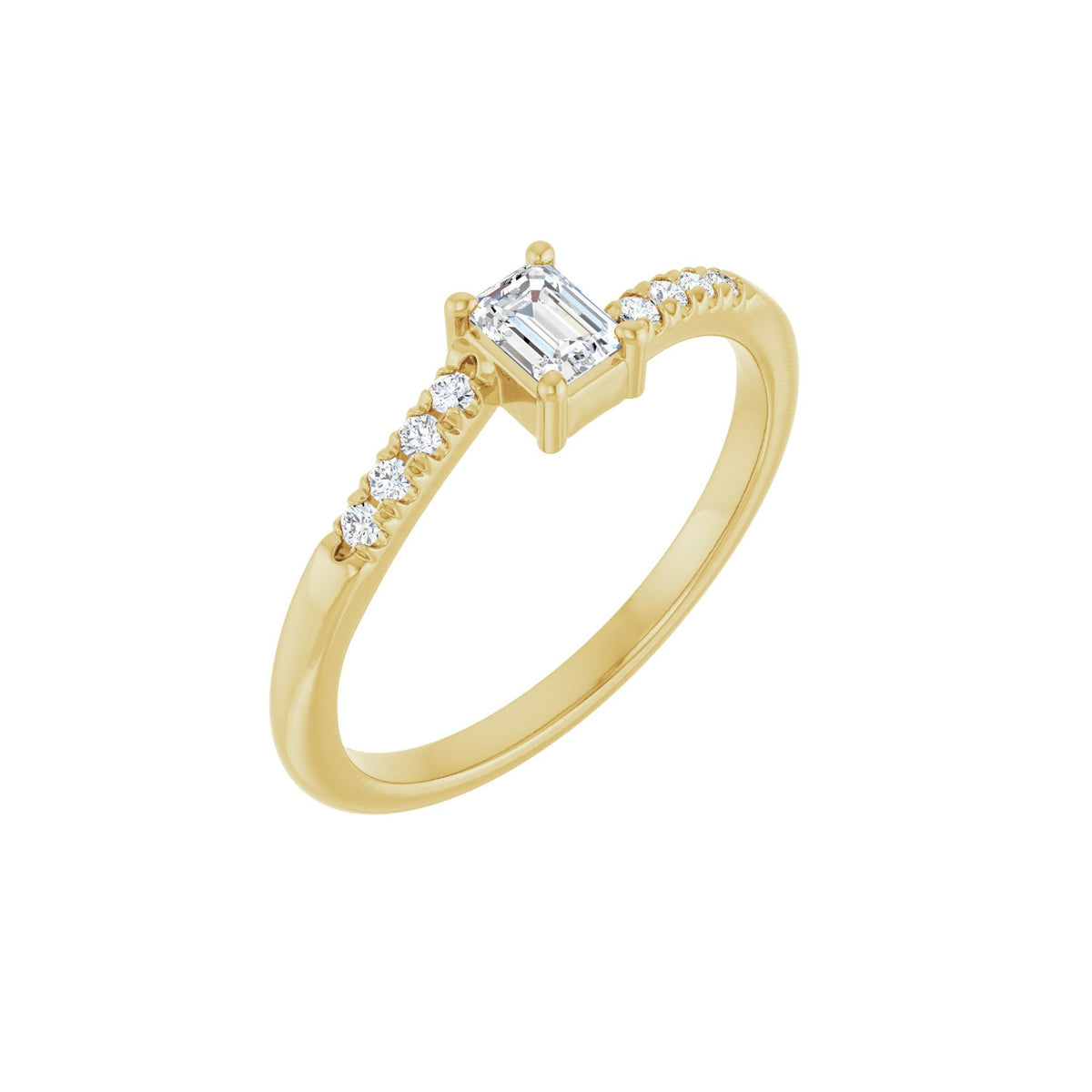Lab-Grown Diamond Accented Bypass Ring in 14K Gold - 14K Yellow Gold