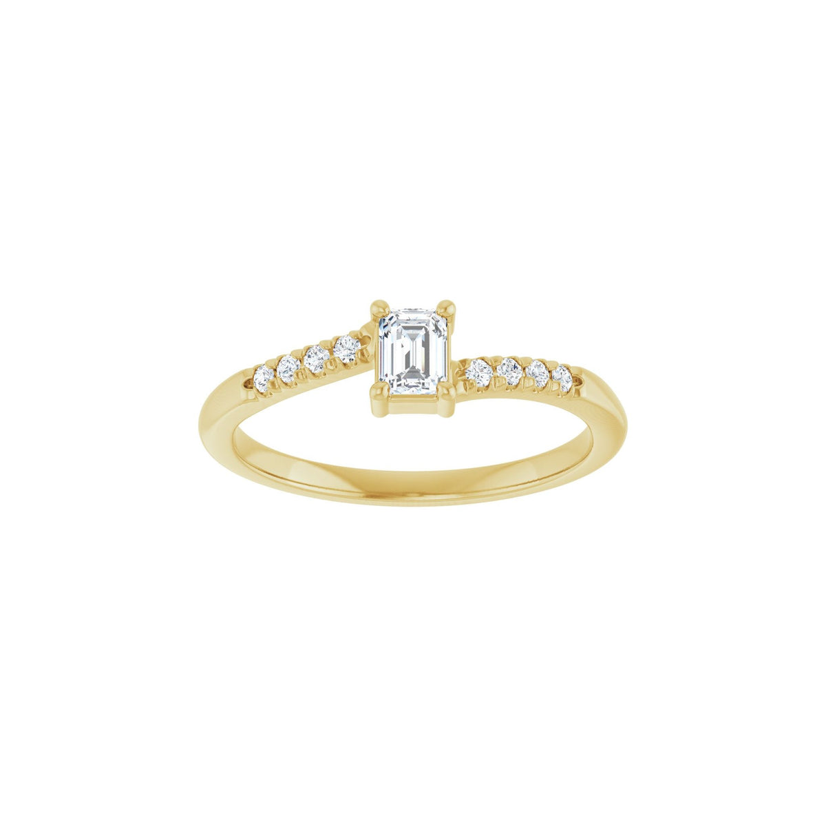 Lab-Grown Diamond Accented Bypass Ring in 14K Gold - 14K Yellow Gold