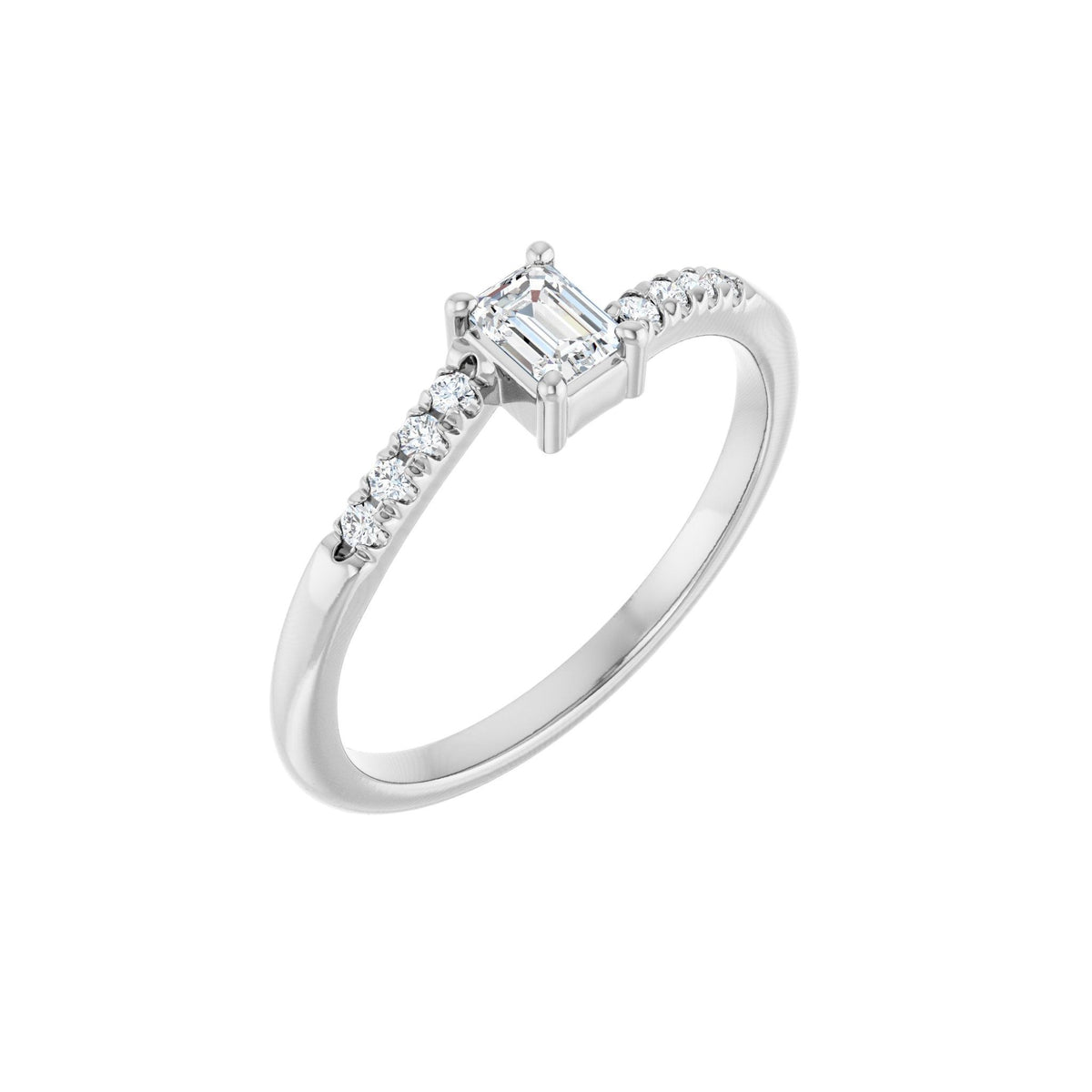 Lab-Grown Diamond Accented Bypass Ring in 14K Gold - 14K White Gold