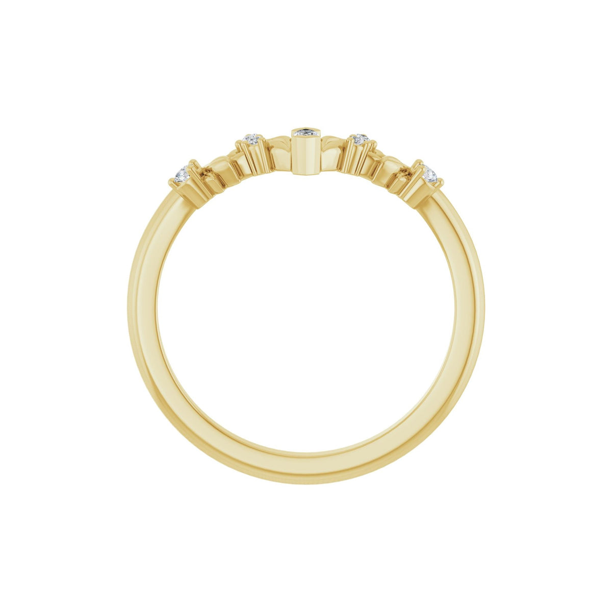 Lab-Grown Diamond Accented Contour Band in 14K Gold, Marquise Diamonds - 14K Yellow Gold