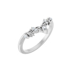 Lab-Grown Diamond Accented Contour Band in 14K Gold, Marquise Diamonds - 14K White Gold
