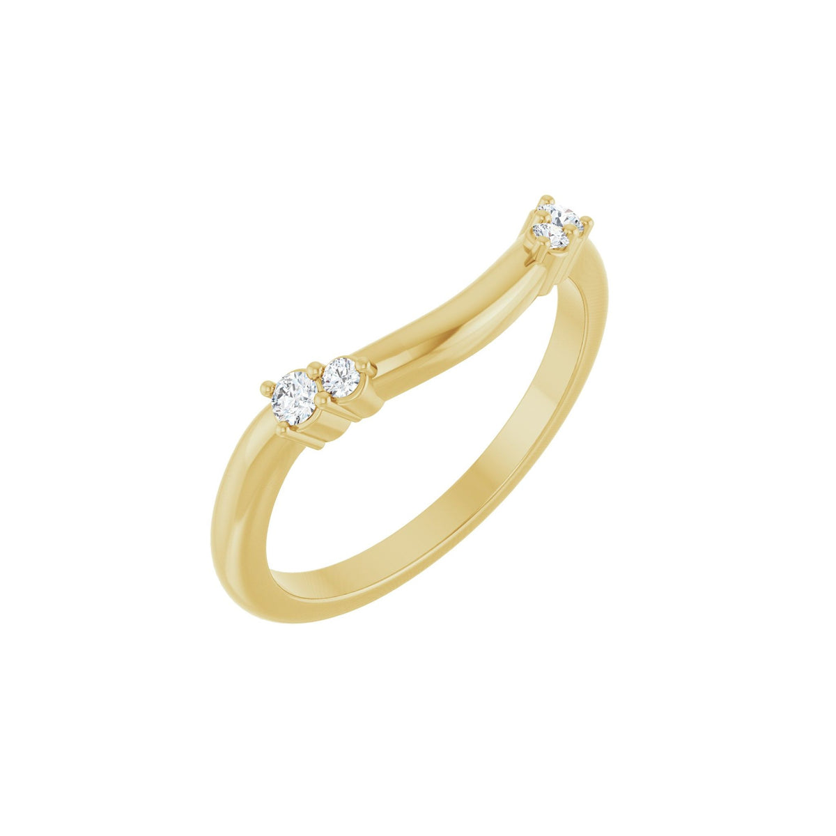 Lab-Grown Diamond Accented Contour Band in 14K Gold, Round Diamonds, 0.08 CT TW - 14K Yellow Gold