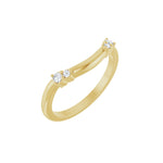 Lab-Grown Diamond Accented Contour Band in 14K Gold, Round Diamonds, 0.08 CT TW - 14K Yellow Gold