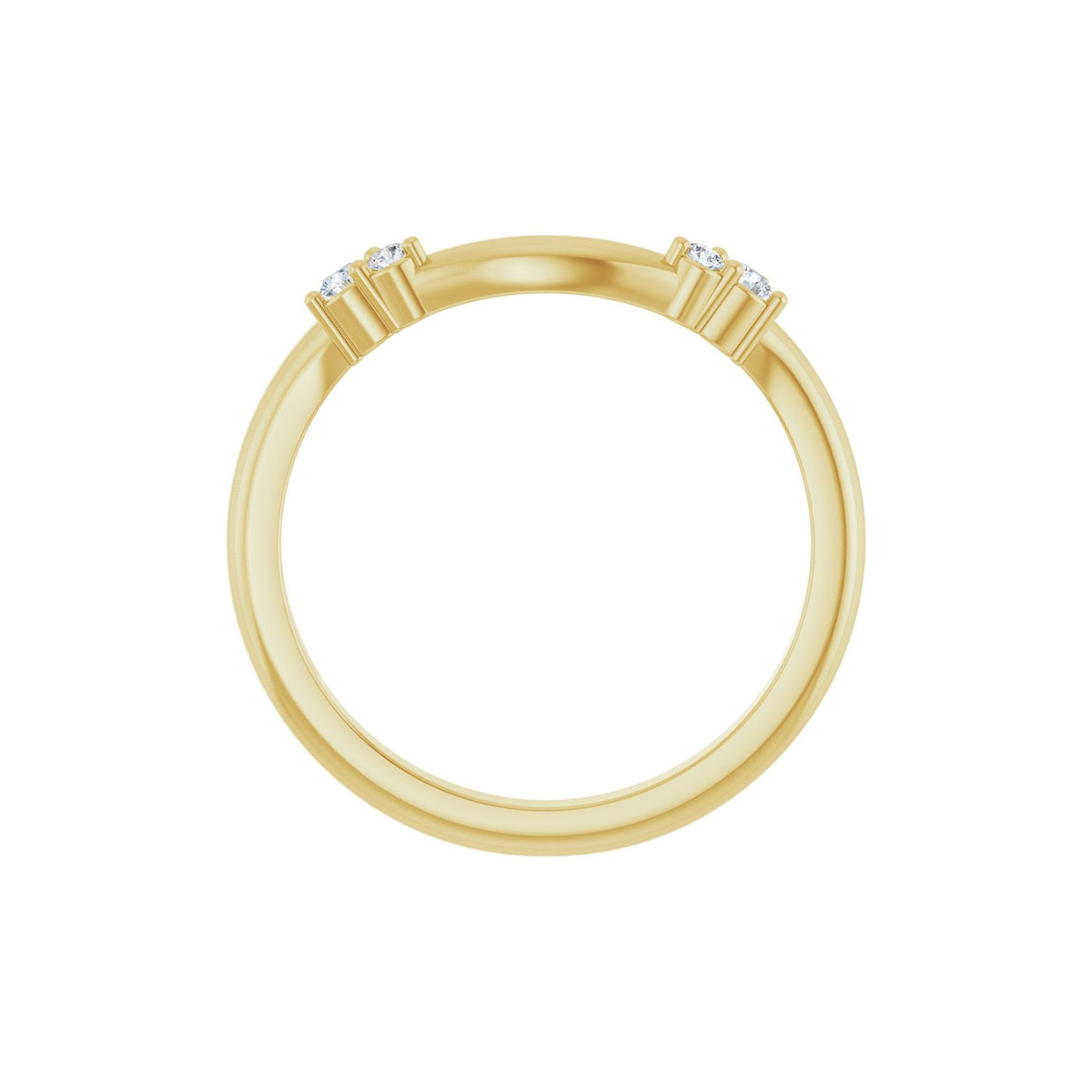 Lab-Grown Diamond Accented Contour Band in 14K Gold, Round Diamonds, 0.08 CT TW - 14K Yellow Gold