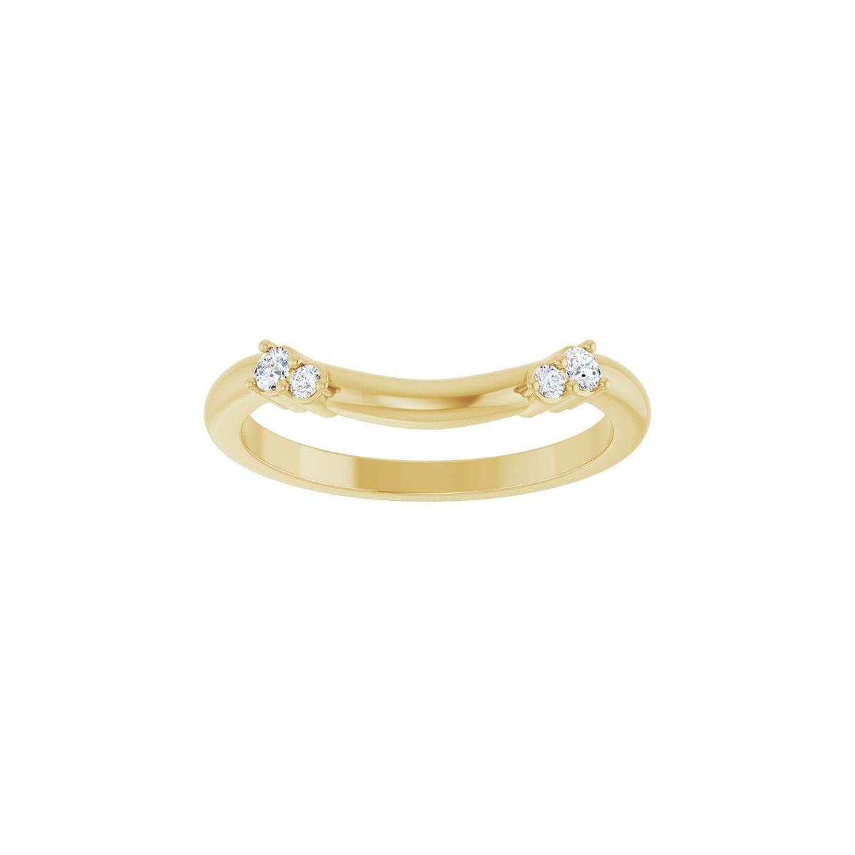 Lab-Grown Diamond Accented Contour Band in 14K Gold, Round Diamonds, 0.08 CT TW - 14K Yellow Gold