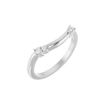 Lab-Grown Diamond Accented Contour Band in 14K Gold, Round Diamonds, 0.08 CT TW - 14K White Gold