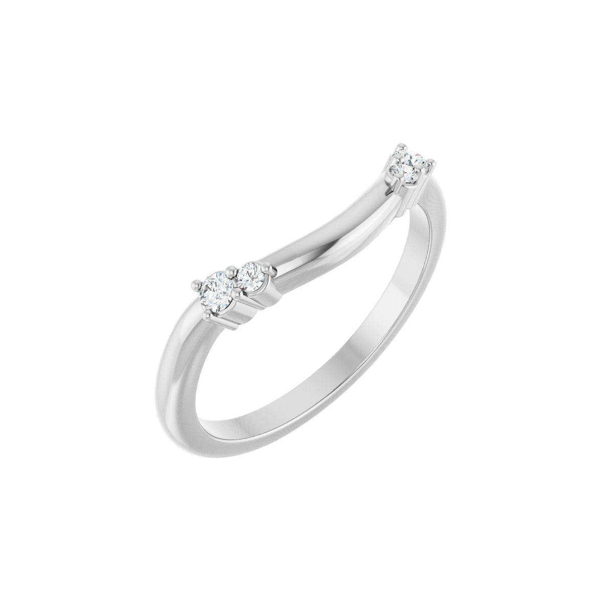 Lab-Grown Diamond Accented Contour Band in 14K Gold, Round Diamonds, 0.08 CT TW - 14K White Gold