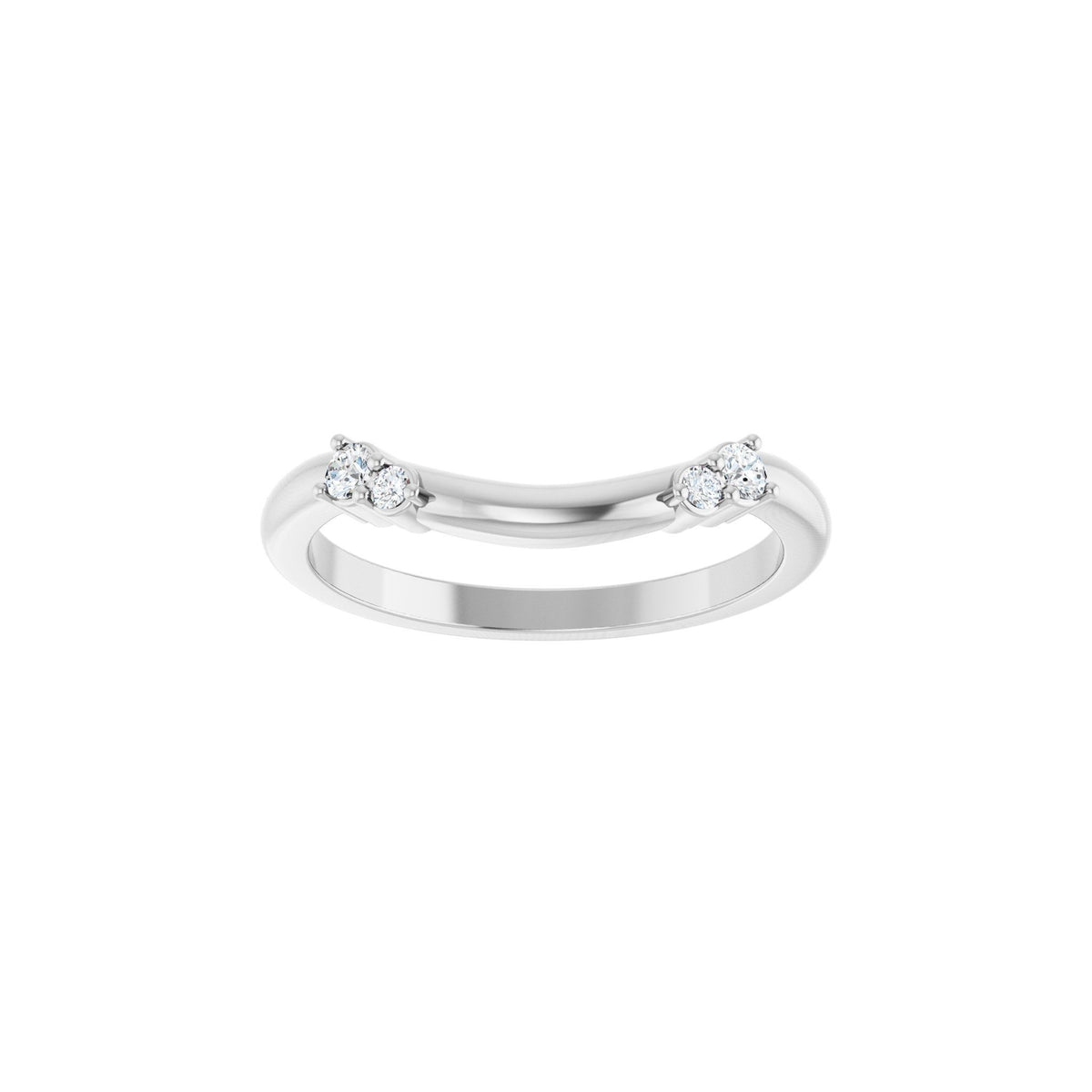 Lab-Grown Diamond Accented Contour Band in 14K Gold, Round Diamonds, 0.08 CT TW - 14K White Gold