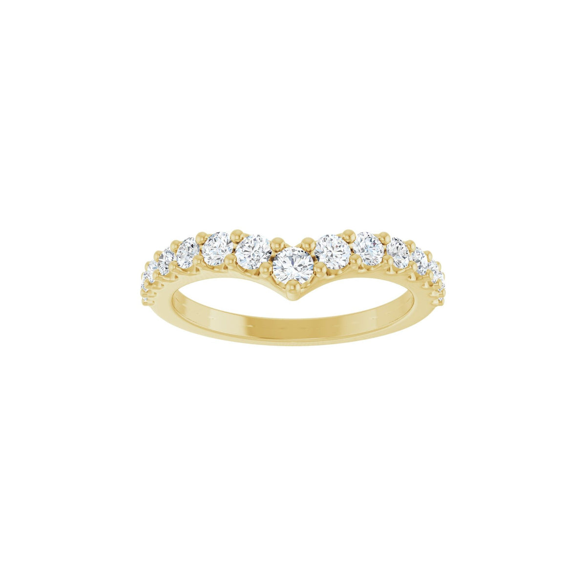 Lab-Grown Diamond Accented Contour Band in 14K Gold, Round Diamonds, 1/2 CT TW - 14K Yellow Gold
