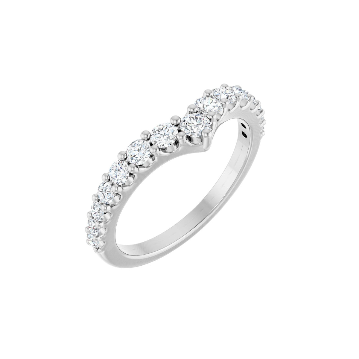 Lab-Grown Diamond Accented Contour Band in 14K Gold, Round Diamonds, 1/2 CT TW - 14K White Gold