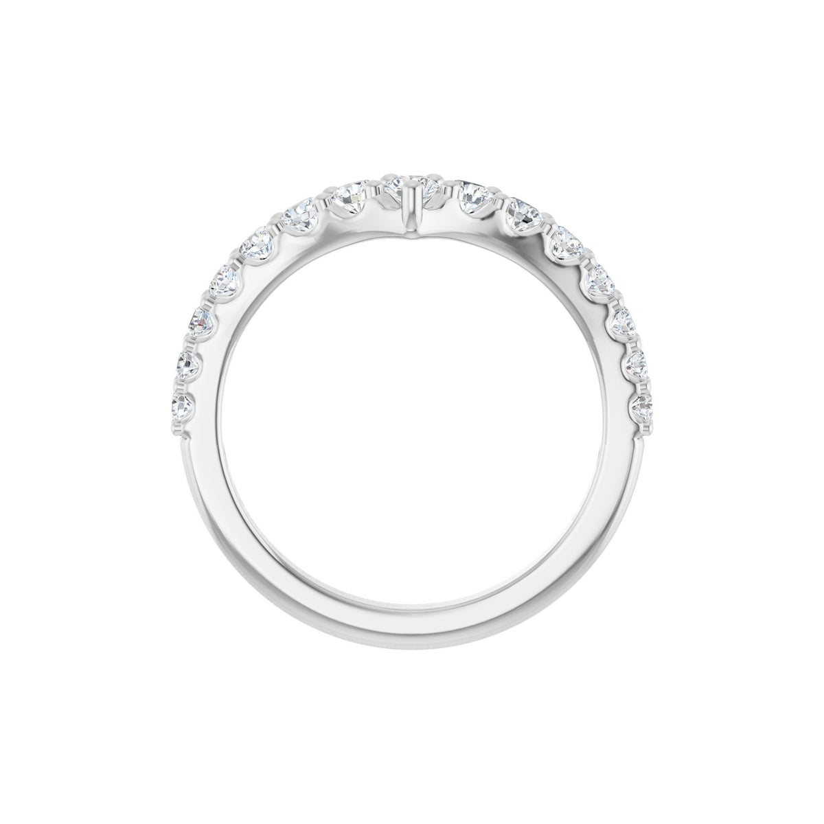 Lab-Grown Diamond Accented Contour Band in 14K Gold, Round Diamonds, 1/2 CT TW - 14K White Gold