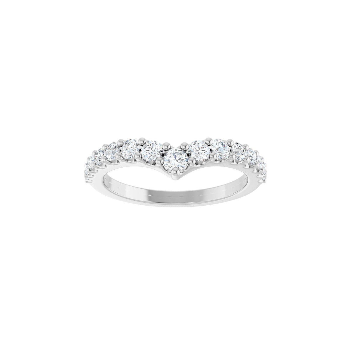 Lab-Grown Diamond Accented Contour Band in 14K Gold, Round Diamonds, 1/2 CT TW - 14K White Gold