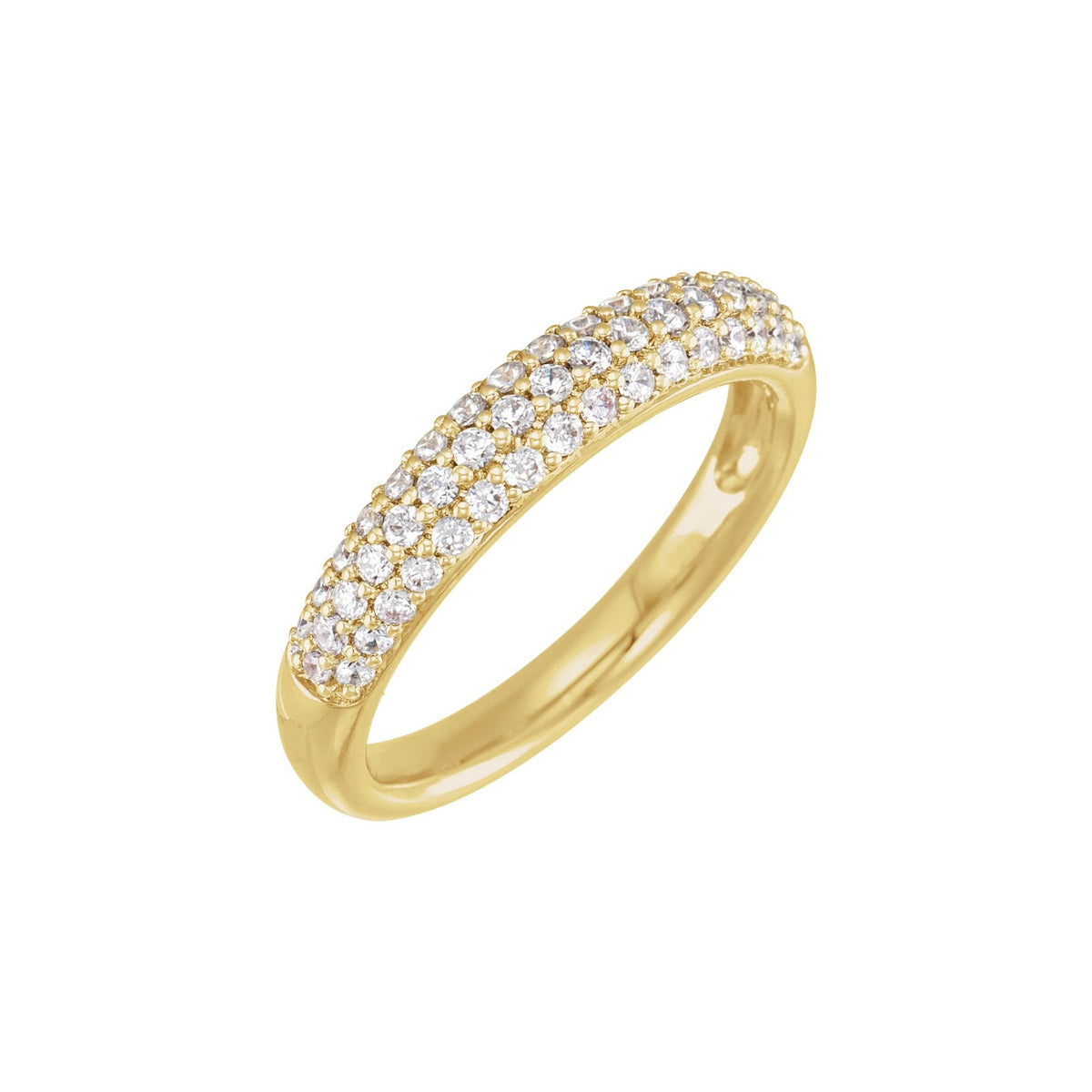 Lab-Grown Diamond Accented Dome Ring in 14K Gold - 14K Yellow Gold