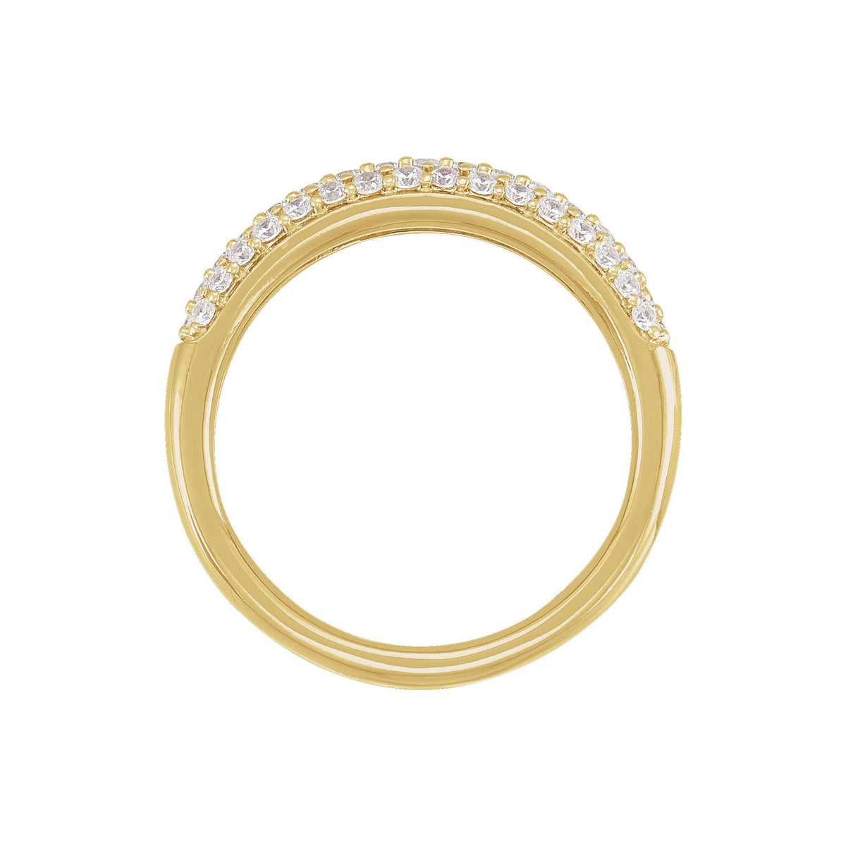 Lab-Grown Diamond Accented Dome Ring in 14K Gold - 14K Yellow Gold
