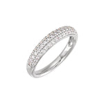 Lab-Grown Diamond Accented Dome Ring in 14K Gold - 14K White Gold