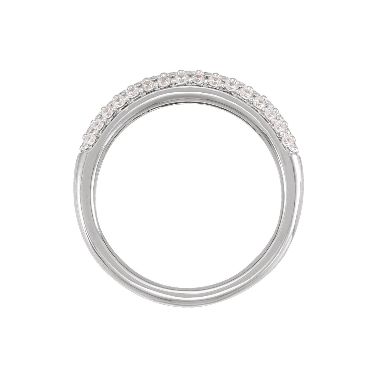 Lab-Grown Diamond Accented Dome Ring in 14K Gold - 14K White Gold