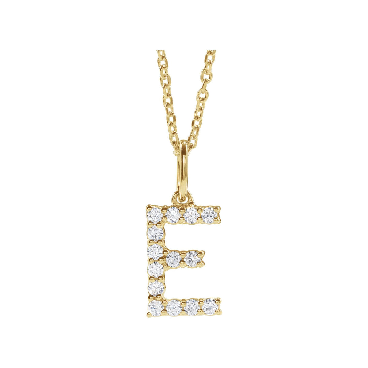 Lab-Grown Diamond Accented Initial Necklace in 14K Gold - 14K Yellow Gold