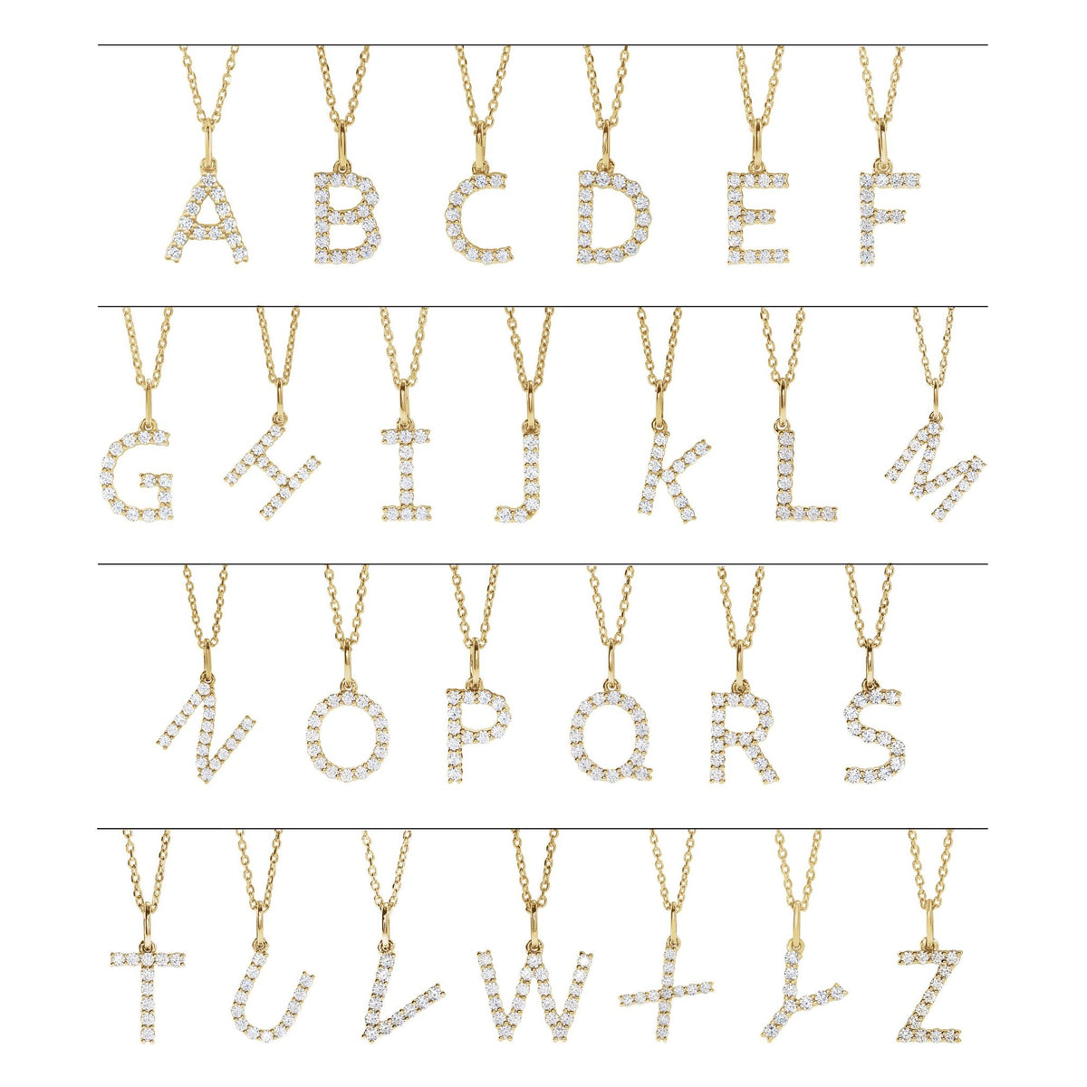 Lab-Grown Diamond Accented Initial Necklace in 14K Gold - 14K Yellow Gold