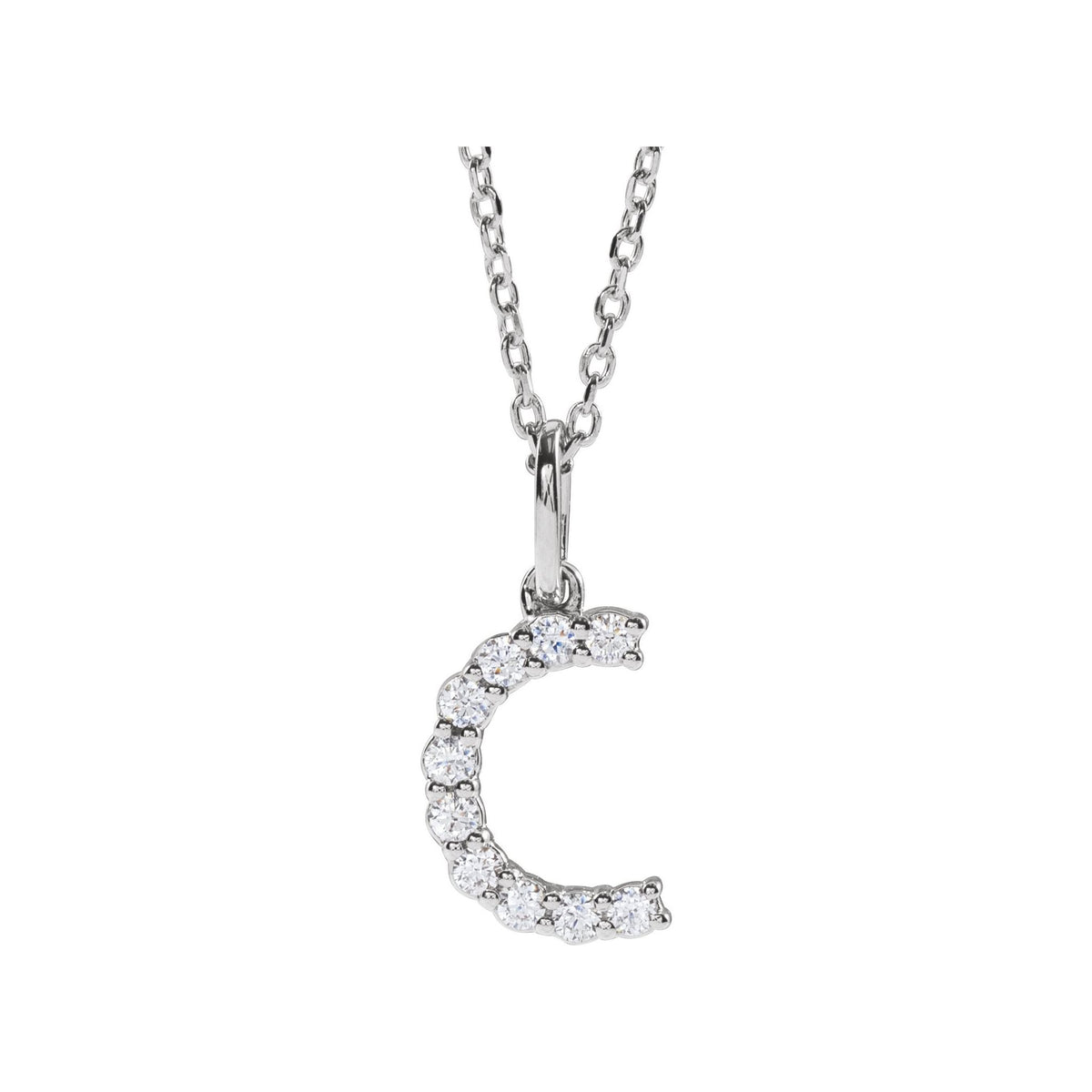 Lab-Grown Diamond Accented Initial Necklace in 14K Gold - 14K White Gold