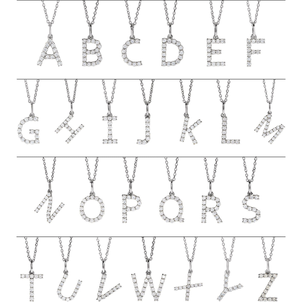 Lab-Grown Diamond Accented Initial Necklace in 14K Gold - 14K White Gold