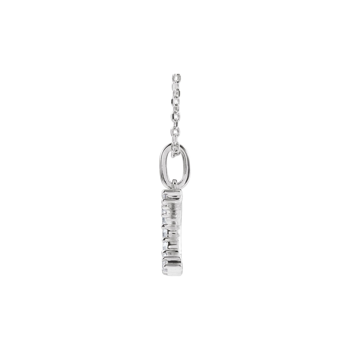 Lab-Grown Diamond Accented Initial Necklace in 14K Gold - 14K White Gold