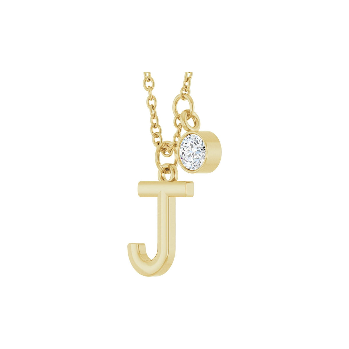 Lab-Grown Diamond Accented Initial Necklace in 14K Gold, Round Diamonds - 14K Yellow Gold