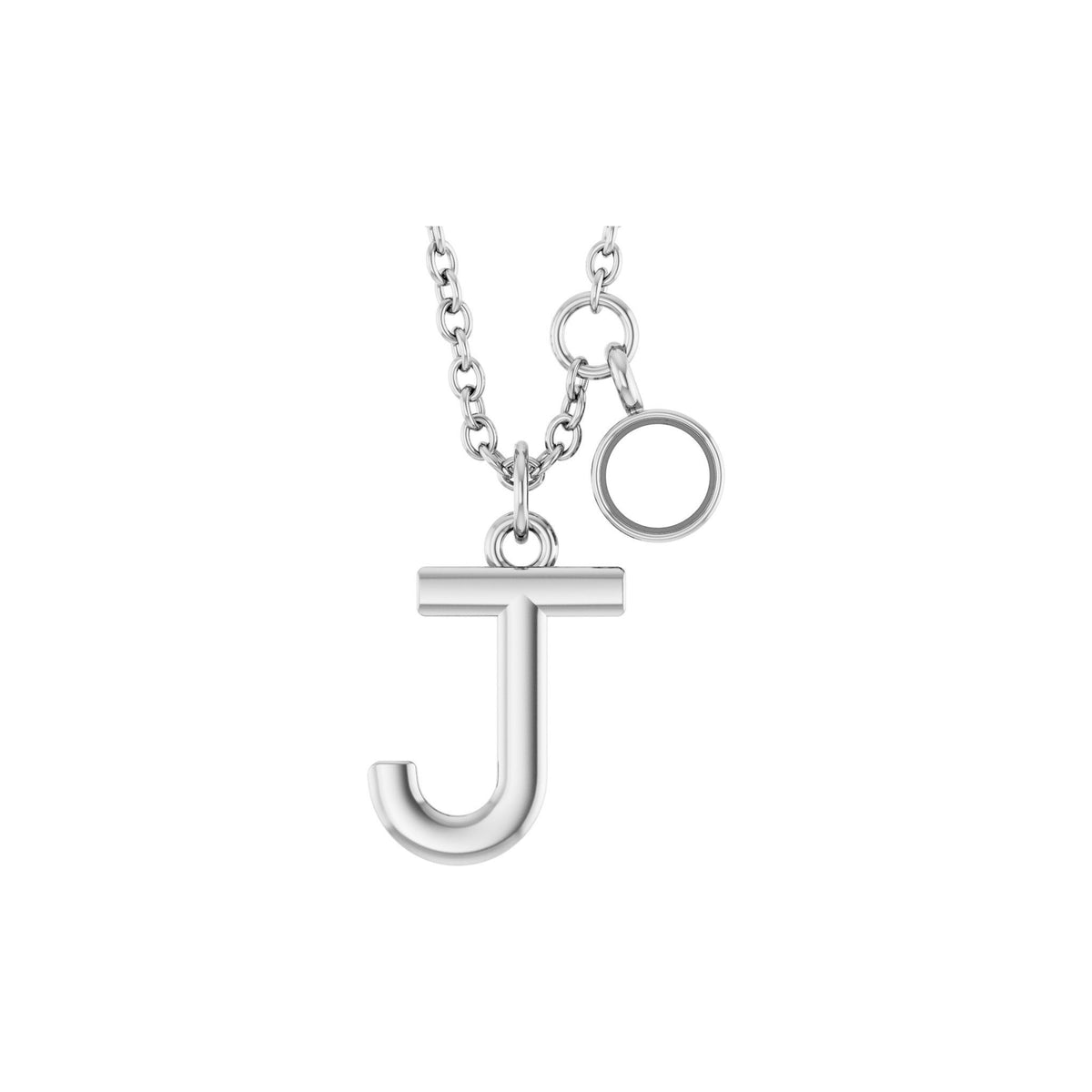 Lab-Grown Diamond Accented Initial Necklace in 14K Gold, Round Diamonds - 14K White Gold