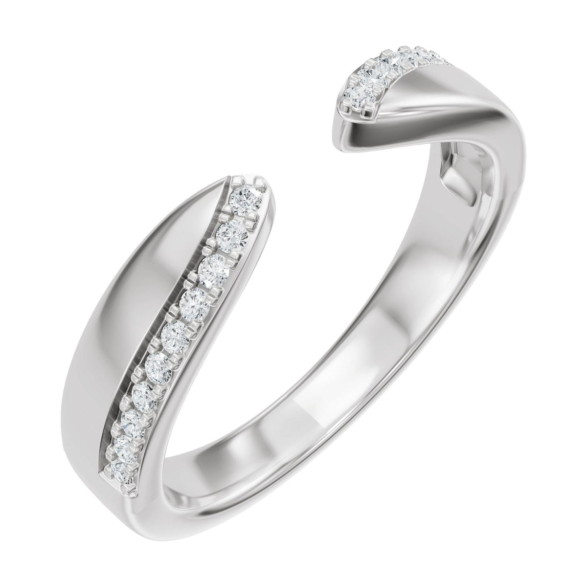 Lab-Grown Diamond Accented Open Band in 14K Gold - 14K White Gold