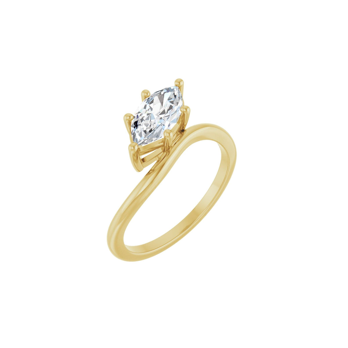 Lab-Grown Diamond Asymmetric Solitaire Ring in 14K Gold - 14K Yellow Gold