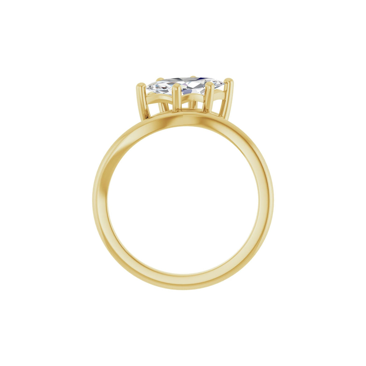 Lab-Grown Diamond Asymmetric Solitaire Ring in 14K Gold - 14K Yellow Gold