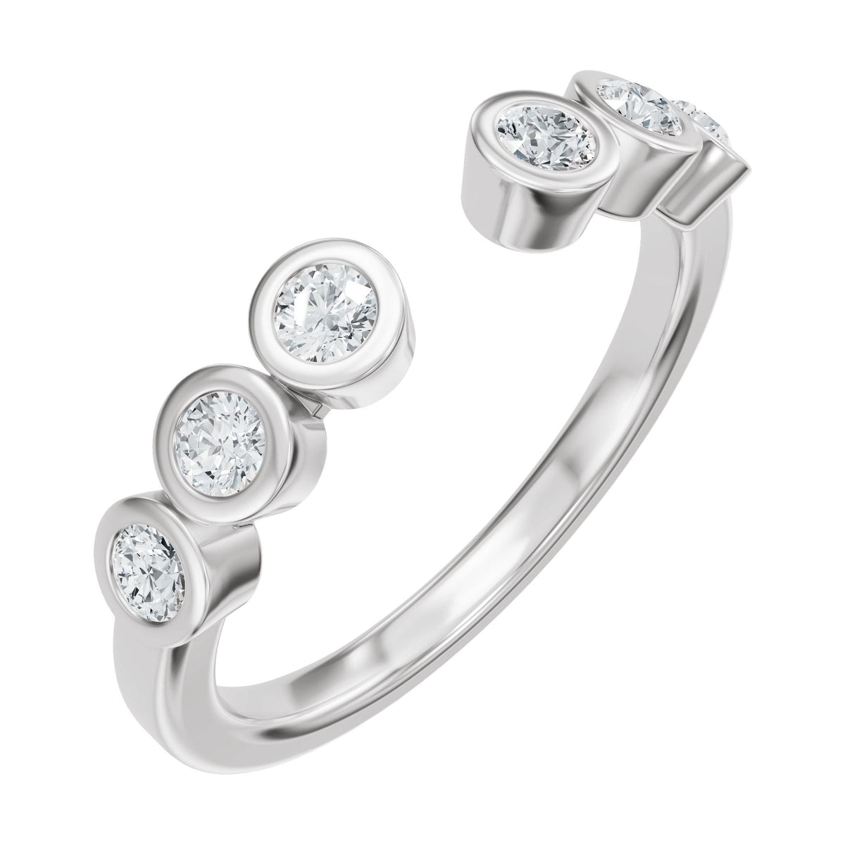 Lab-Grown Diamond Bezel-Set Accented Open Band in 14K Gold - 14K White Gold