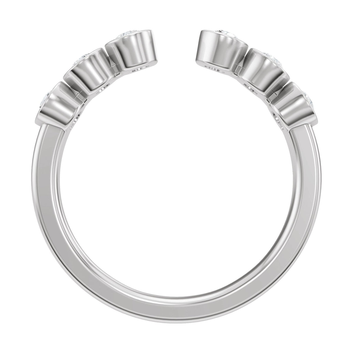 Lab-Grown Diamond Bezel-Set Accented Open Band in 14K Gold - 14K White Gold