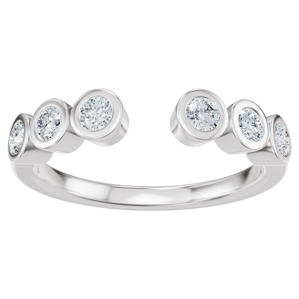 Lab-Grown Diamond Bezel-Set Accented Open Band in 14K Gold - 14K White Gold