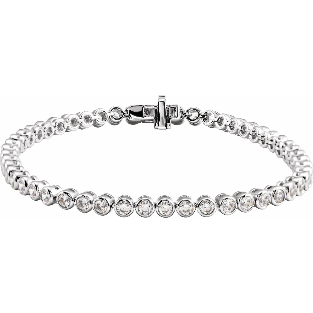 Lab-Grown Diamond Bezel-Set Bracelet in 14K Gold - 14K White Gold
