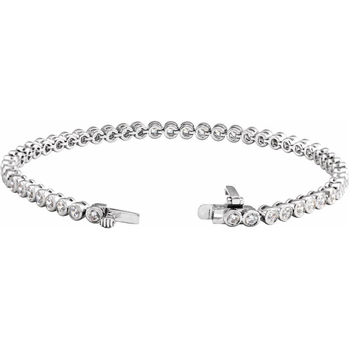 Lab-Grown Diamond Bezel-Set Bracelet in 14K Gold - 14K White Gold