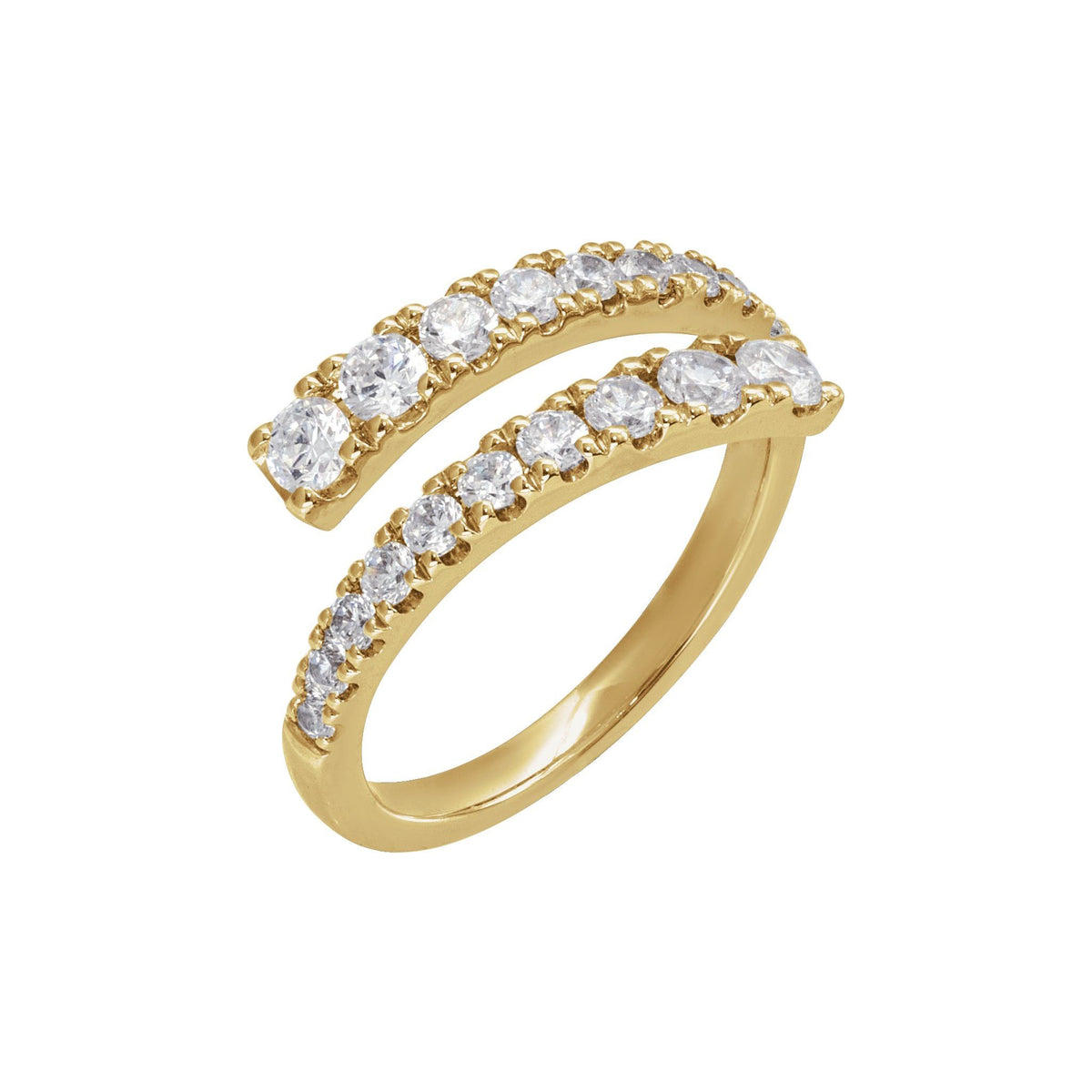 Lab-Grown Diamond Bypass Ring in 14K Gold - 14K Yellow Gold