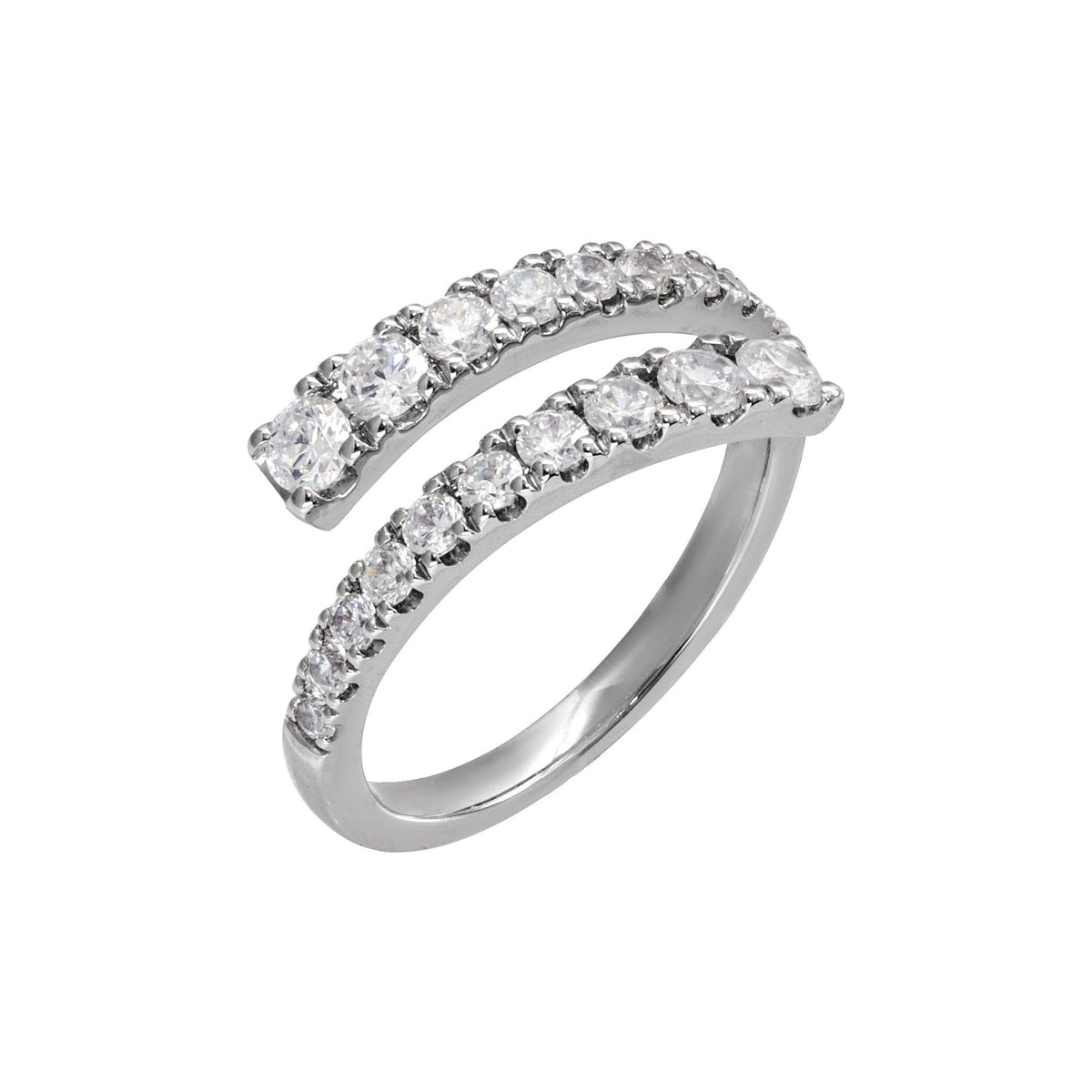 Lab-Grown Diamond Bypass Ring in 14K Gold - 14K White Gold
