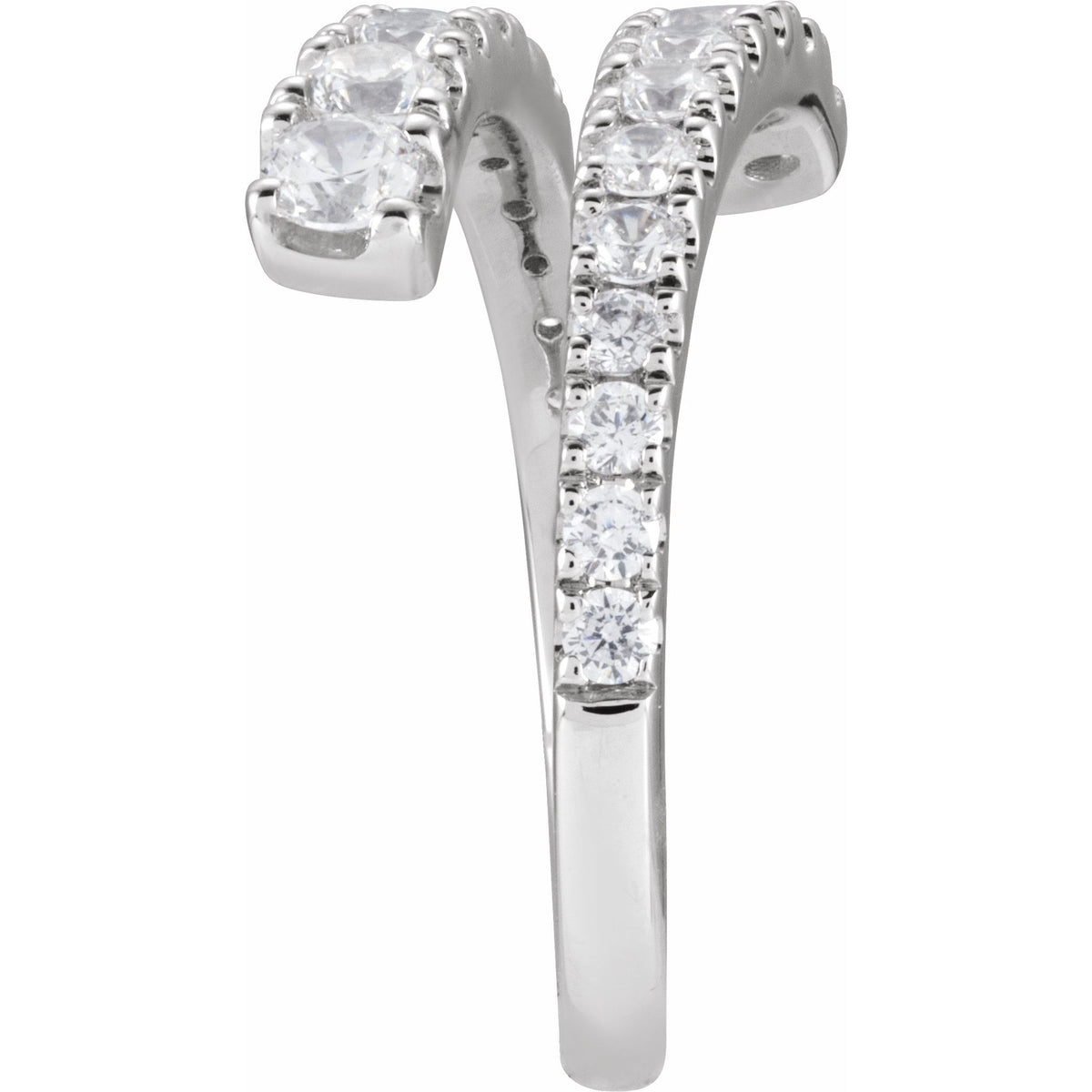 Lab-Grown Diamond Bypass Ring in 14K Gold - 14K White Gold