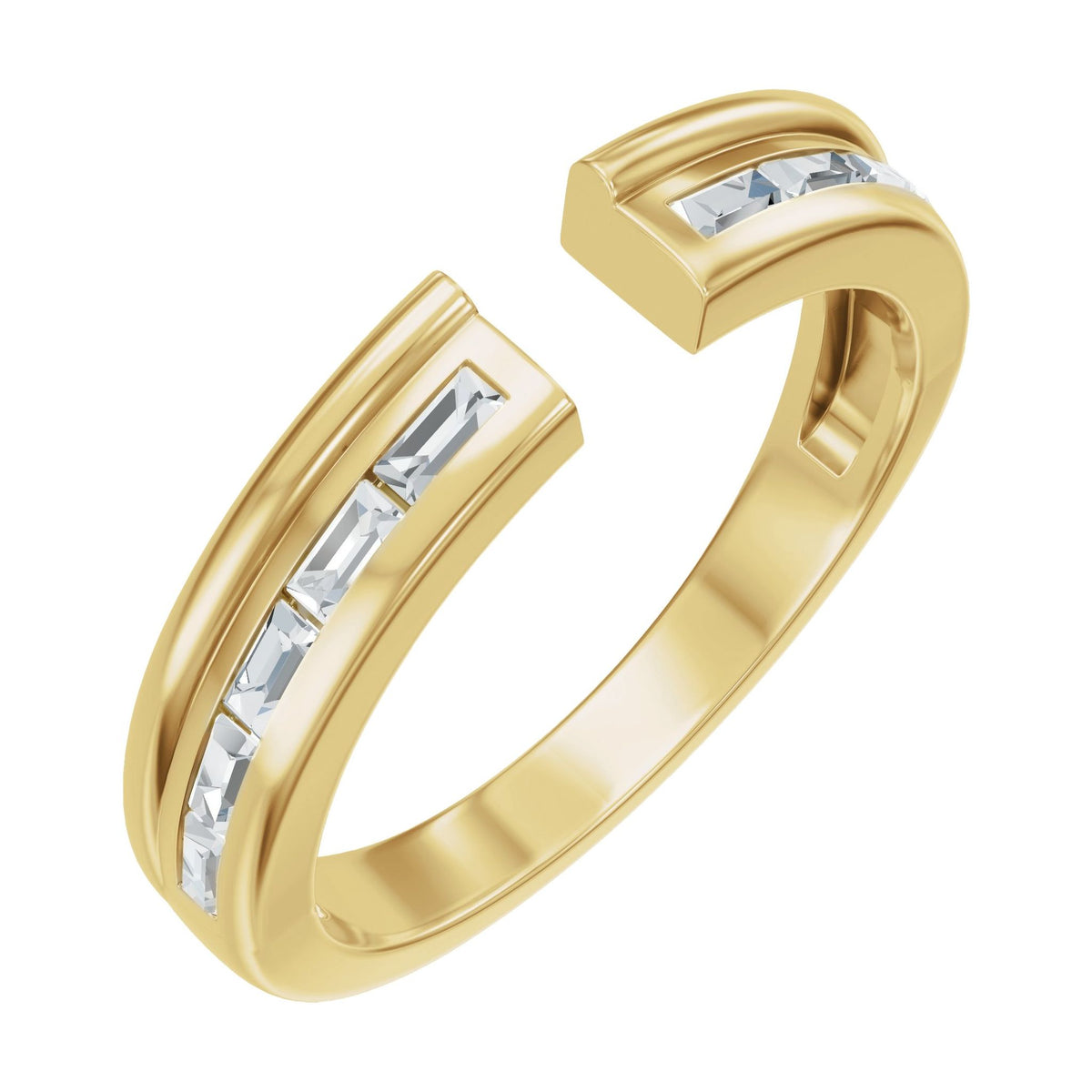 Lab-Grown Diamond Channel-Set Accented Open Band in 14K Gold - 14K Yellow Gold