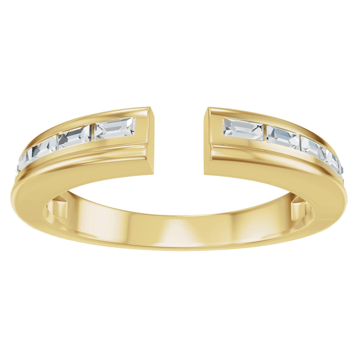 Lab-Grown Diamond Channel-Set Accented Open Band in 14K Gold - 14K Yellow Gold
