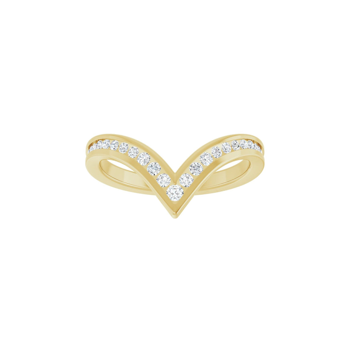 Lab-Grown Diamond Channel-Set V Contour Band in 14K Gold - 14K Yellow Gold