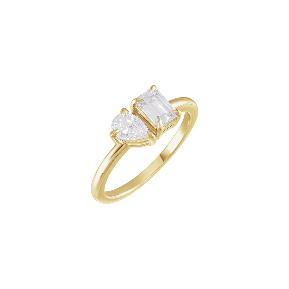 Lab-Grown Diamond Claw-Prong Two-Stone Ring in 14K Gold - 14K Yellow Gold