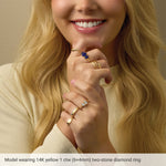 Lab-Grown Diamond Claw-Prong Two-Stone Ring in 14K Gold - 14K Yellow Gold
