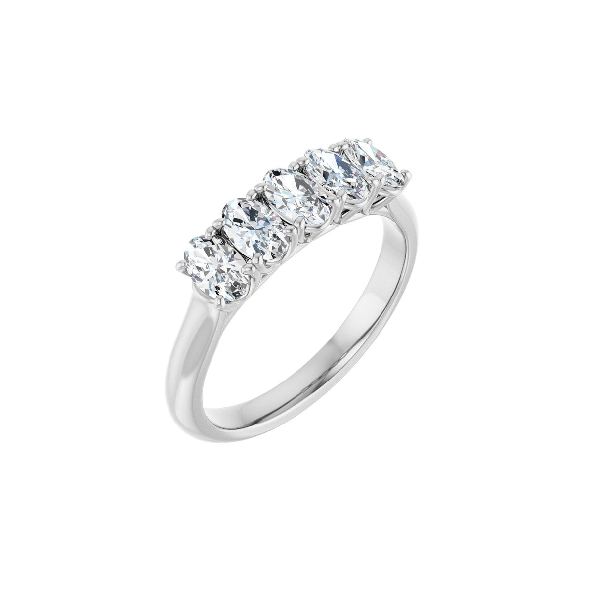 Lab-Grown Diamond Five-Stone Anniversary Band in 14K Gold - 14K White Gold